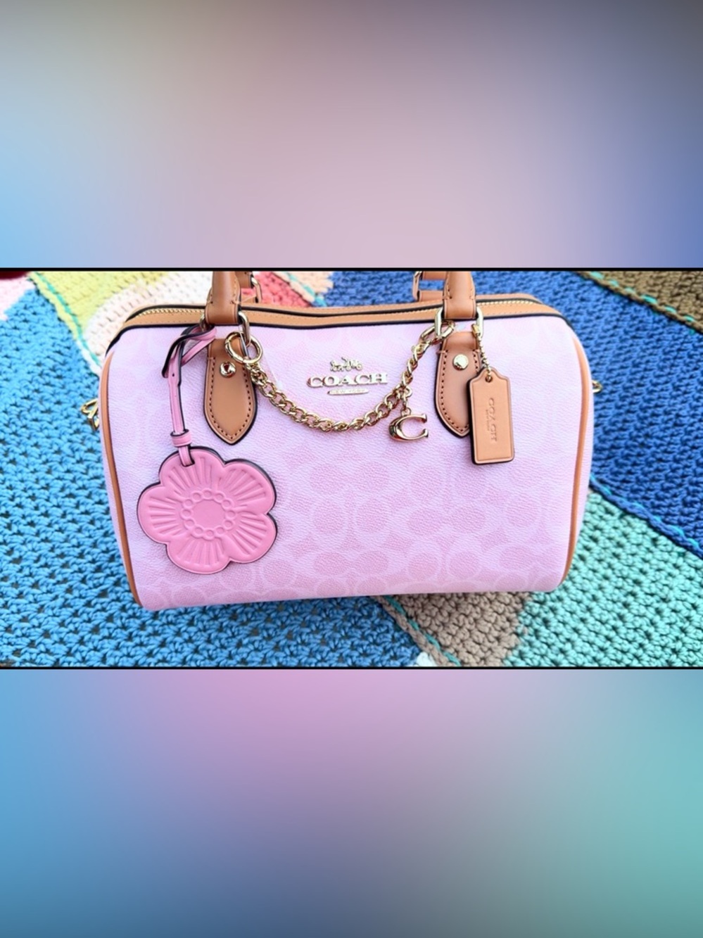 Coach Rowan Satchel Bag In Signature Canvas With Charms. NWT.